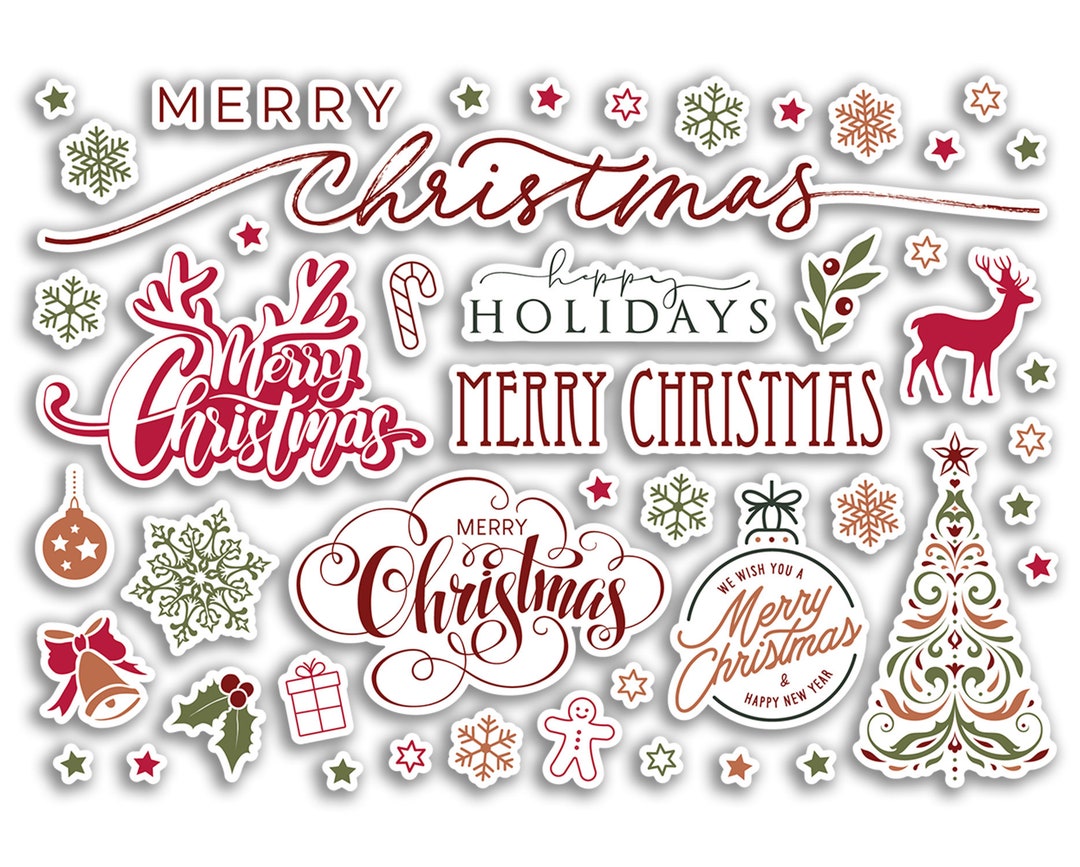 A5 Sticker Sheet Merry Christmas Vinyl Stickers - Festive Xmas ...