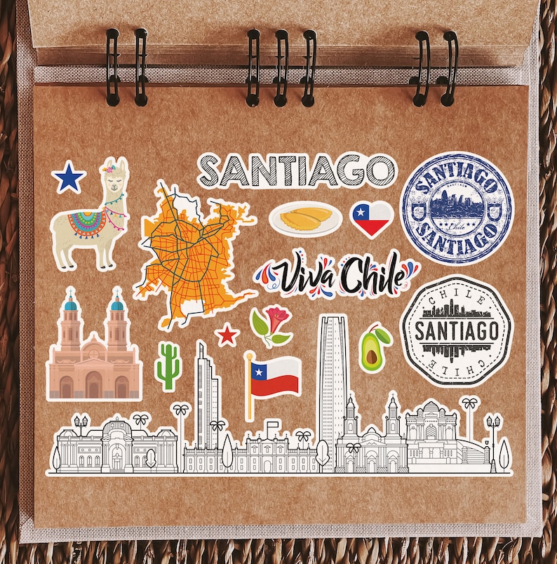 A5 Sticker Sheet Santiago Landmarks Vinyl Stickers - Chile City Airport ...