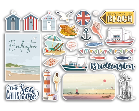 Bridlington Vinyl-Aufkleber – Strand-Motiv Für Auto, Laptop & Scrapbooking | Britische Küstenästhetik