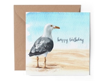 Wee Blue Coo Reiher Vogel Aquarell Geburtstagskarte – 17,5 X 12,5 Cm – Mit Umschlag, Innen Blank