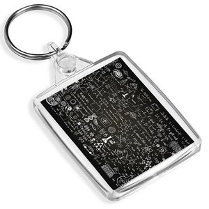 Science Rectangle Keyring - Chalkboard Chemistry Biology Physics Student Kids Mum Dad Men Teen Women Keys Office Charm Keychain Gift #8709