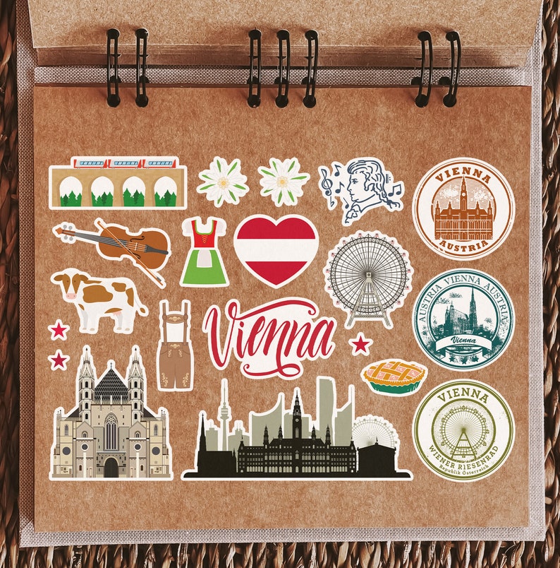 A5 Sticker Sheet Vienna Landmarks Vinyl Stickers - Austria Beach ...