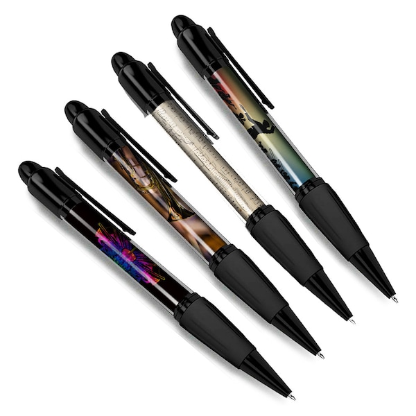 Set of 4 Orchestra Black Ballpoint Pens - Instruments Musical Musician Sheet Band Student Job Boys Girls Men Women Theme Pen Gift #79380