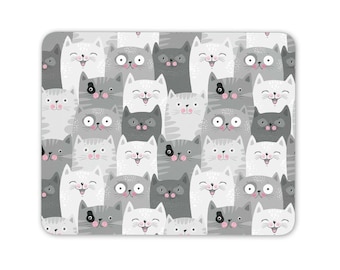 1 x Cute Cat Audience Mouse Mat - Kitten Cartoon Animal Pets Grey Cats Desk Accessories Birthday Computer Mousepad Pad PC IT Gift #14431
