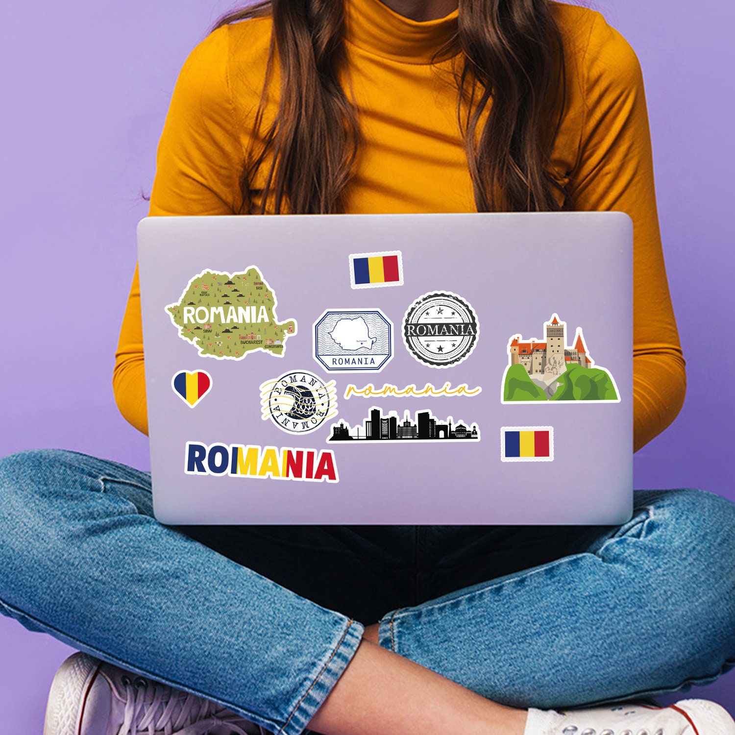 Romania Sticker A5 Sticker Sheet Romania Landmarks Vinyl Stickers - Romanian Map ...