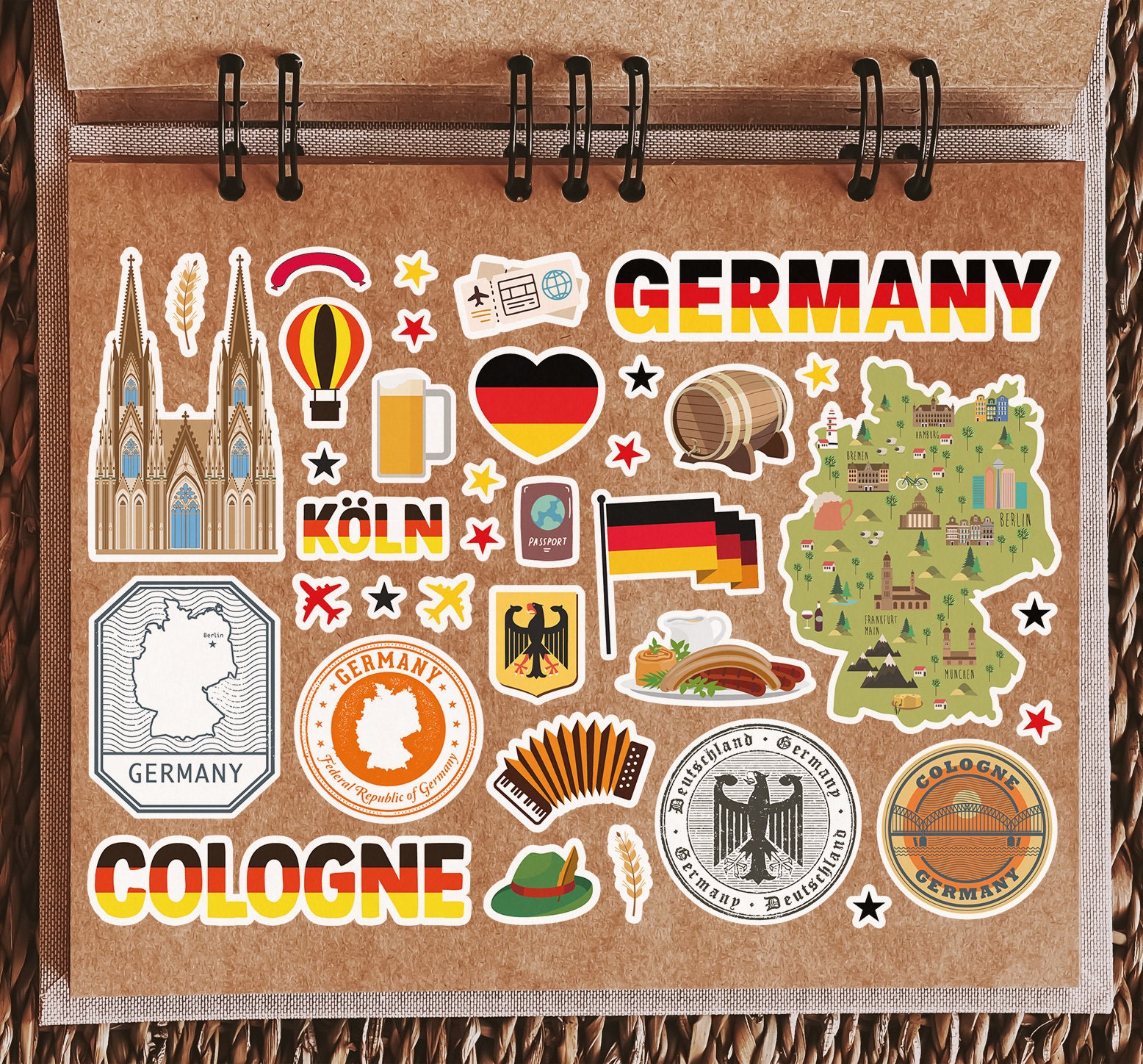 A5 Sticker Sheet Cologne Landmarks Vinyl Stickers - Koln Germany German ...