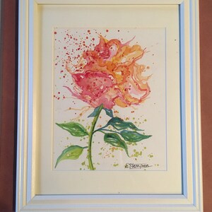 Flower watercolor painting, Rose watercolor painting, Floral watercolor painting, Framed flower watercolor, Botanical watercolor painting