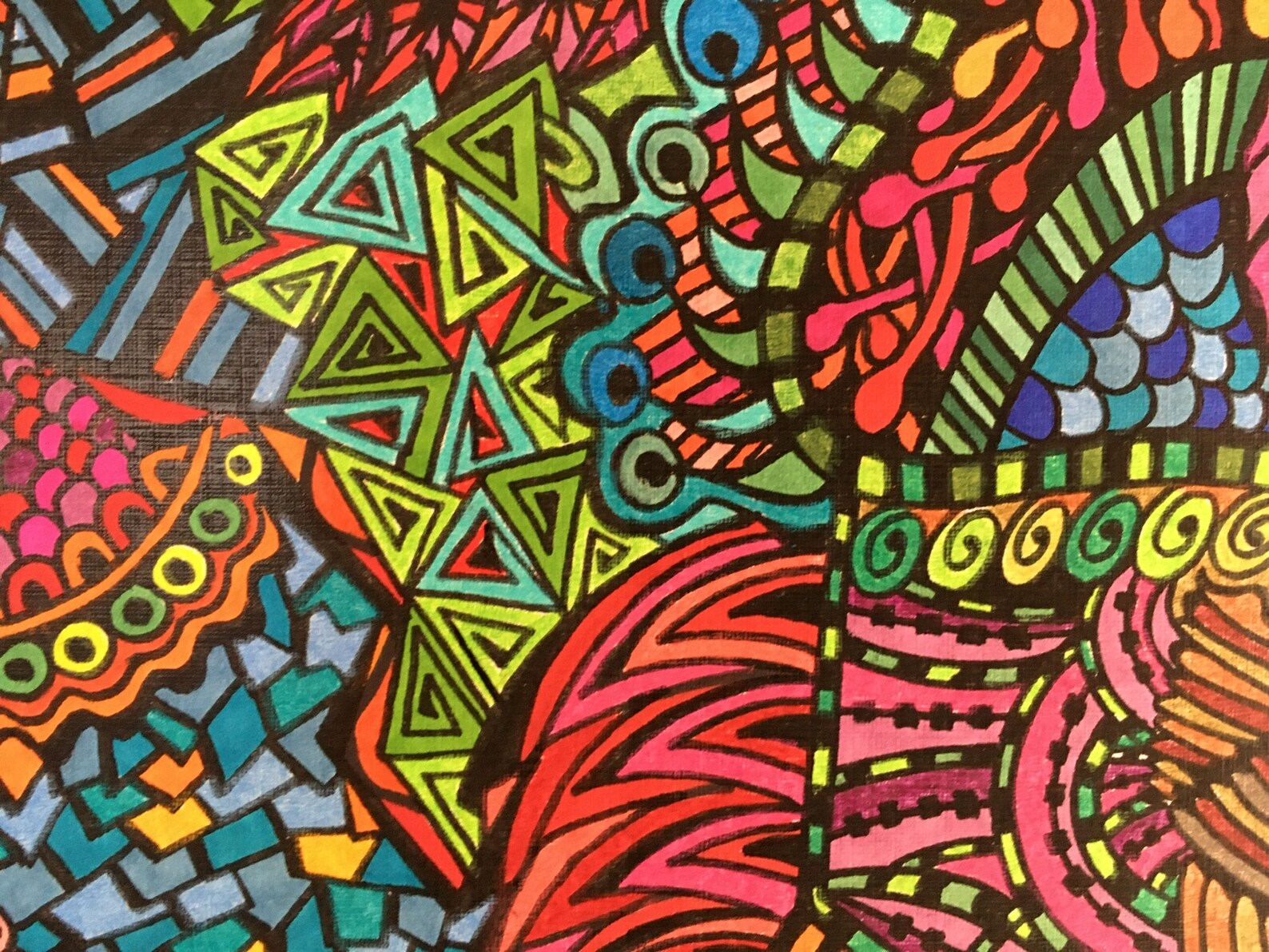 Abstract Doodle Design bright Color Print of Original Etsy UK