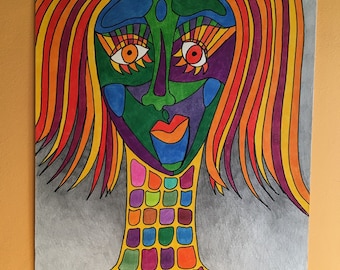 Abstract face art, Abstract faces art, Picasso-style face, Contemporary face drawing, Modern face painting, Abstract face, Abstract portrait