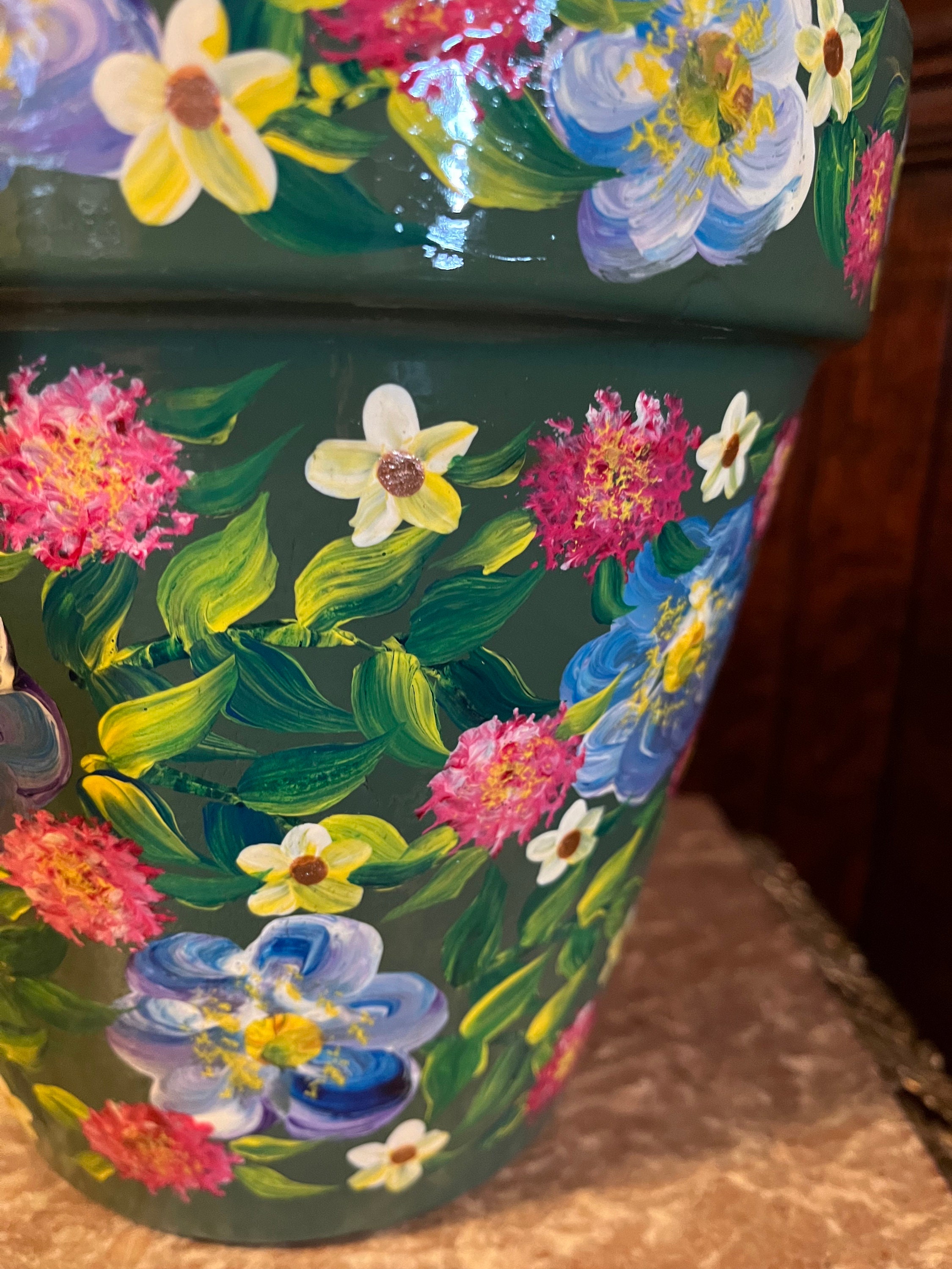 Handpainted Pot Painted Terracotta Pot Handpainted Red Etsy