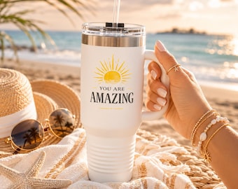 Sie sind erstaunlich 40 Unzen Becher mit Griff, Thermobecher, Motivationstasse, Selbstpflege Geschenk für Frauen, Ermutigungsgeschenk