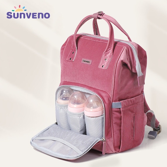 Sunveno Fashion Diaper Bag Backpack Large Capacity Baby Bag Mommy