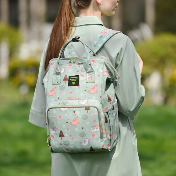 Sunveno Mochila cl sica para pa ales unicornio verde mochila de