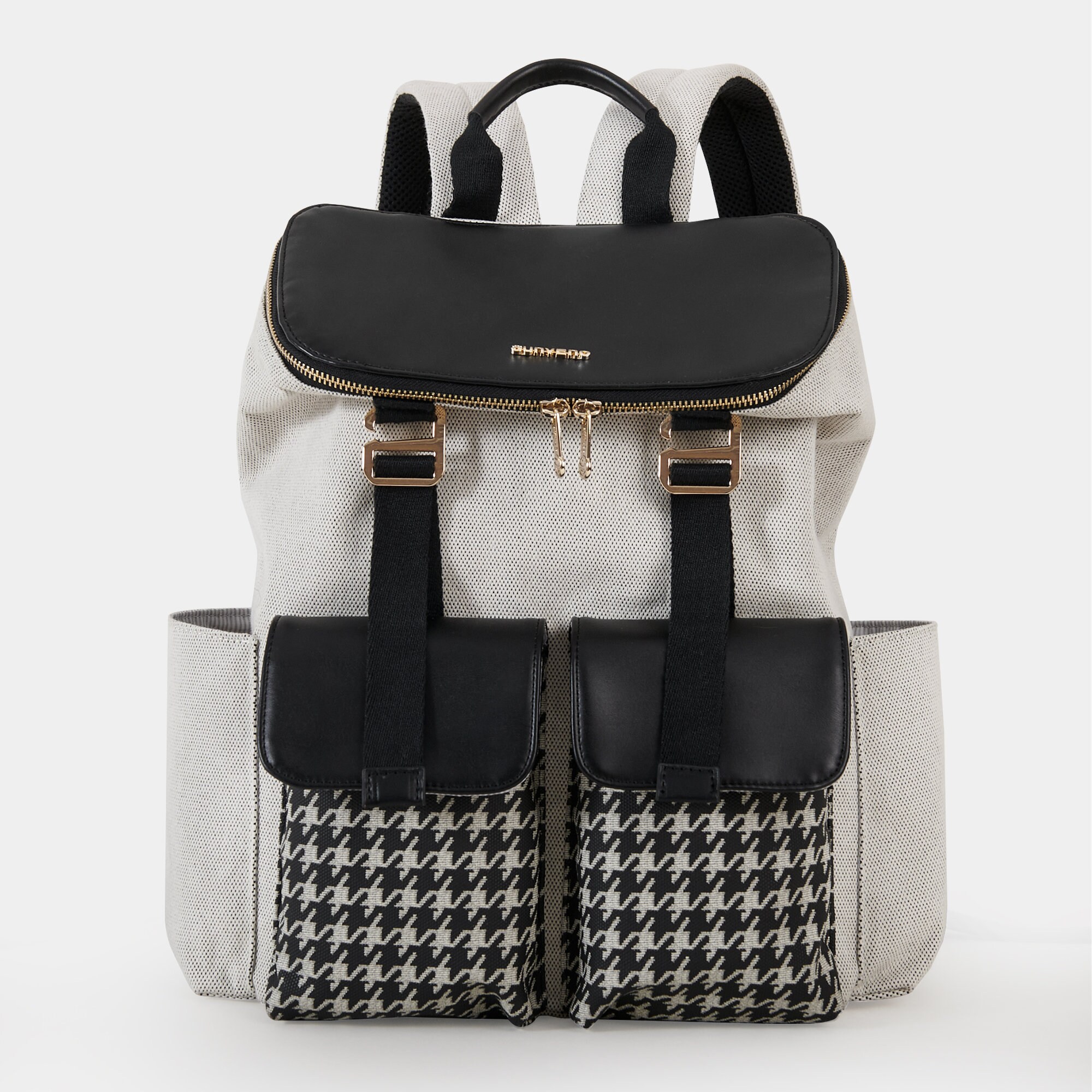 Hand-loomed Houndstooth Mini Backpack for Women