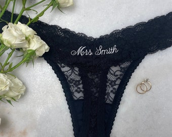 Personalized Mrs Panty. Bridal Lingerie. Bride Gift. Groom Gift. Honeymoon Thong. Bachelorette Undies. Mrs Thong. Custom Panty