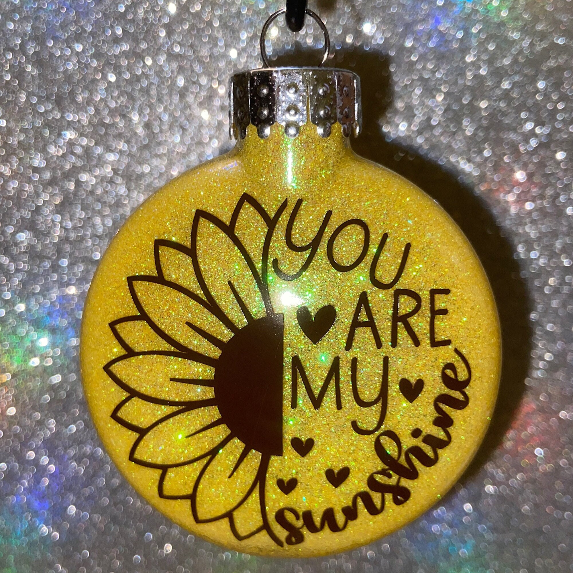 Baby You Are My Sunshine Sunflower Yoda Christmas Ceramic Ornament