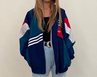Retro windbreaker | Etsy Adidas Chile 62 Jacke selten gepolstert schwarz Größe Klein