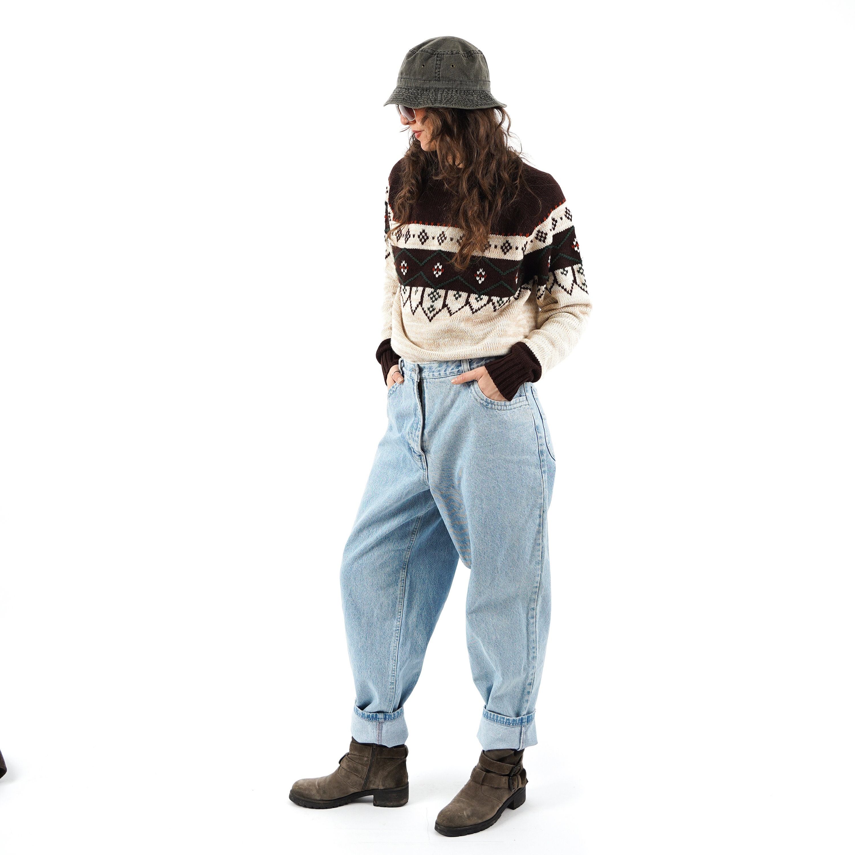 90s Vintage Funky Cropped High Waist 