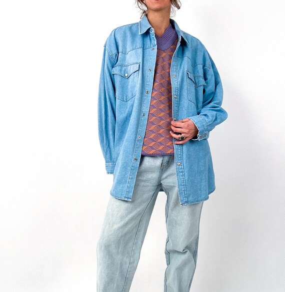 Original John Baner Denim Shirt / 90s Vintage / Blue Unisex | Etsy