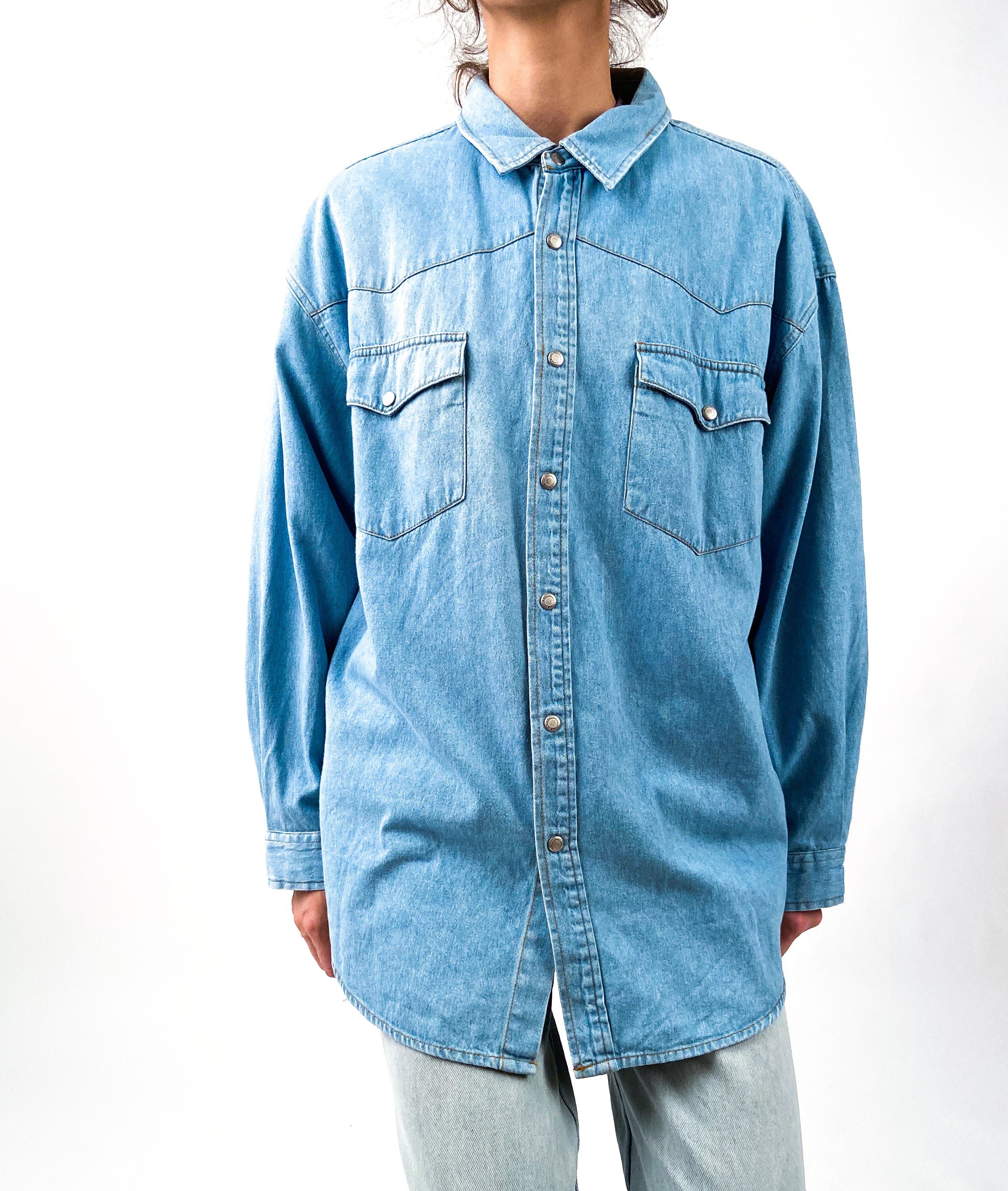 Original John Baner Denim Shirt / 90s Vintage / Blue Unisex - Etsy