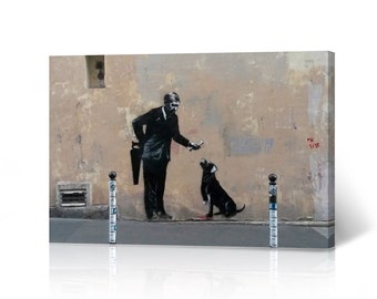 Details about / Banksy Style Dog Catching Frisbee Street Art Wall Decor Poster No Framed