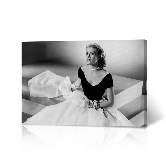 Grace Kelly Sitting on Stairs Black and White Canvas Wall Art Print American  Living Room Bedroom Decor Home Decor Wall Hanging - Etsy