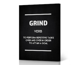 Grind Definition Black and White Quote Dictionary Canvas Wall Art Print Motivational Entrepreneur Quote Office Decor Inspirational Gift