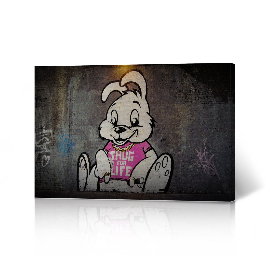 Banksy Wall Art Canvas Print Thug for Life Bunny From London Artwork ...