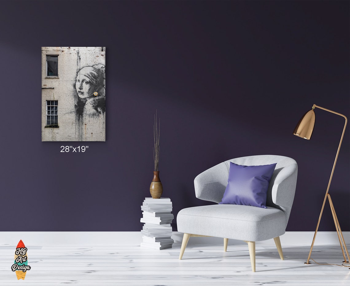 Banksy Wall Art Canvas Print Girl With Pearl Earring Graffiti Etsy