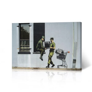 Banksy Wall Art Canvas Print Looting Soldiers from New Orleans Artwork Living Room Dorm Room Office Wall Art Home Decor