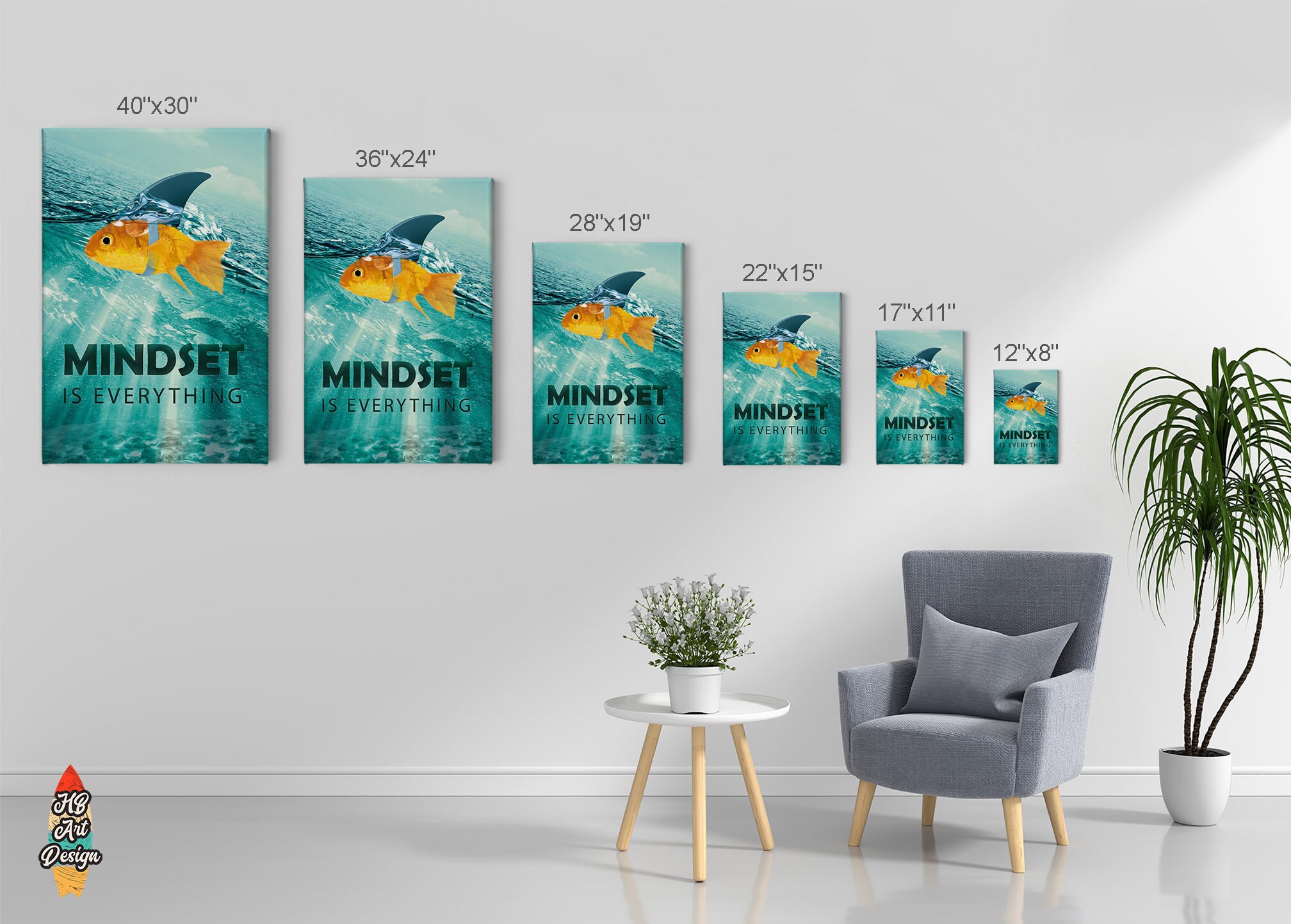Mindset is Everything Canvas Print Inspiartional Motivational Wall Art ...