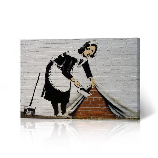 Banksy Wall Art Canvas Print Sweep it Under The Carpet from London Artwork Living Room Dorm Room Office Wall Art Home Decor