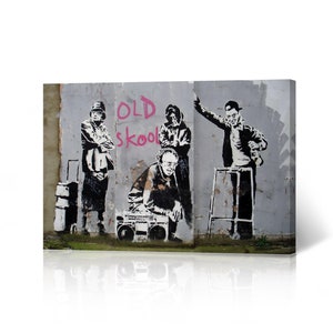 Banksy Wall Art Canvas Print Old School from London Artwork Living Room Dorm Room Office Wall Art Home Decor