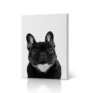 Black and White French Bulldog Dog Pet Animal Canvas Wall Art Print Living Room Bedroom Bathroom Kids Nursery Room Home Decor Dog Lover