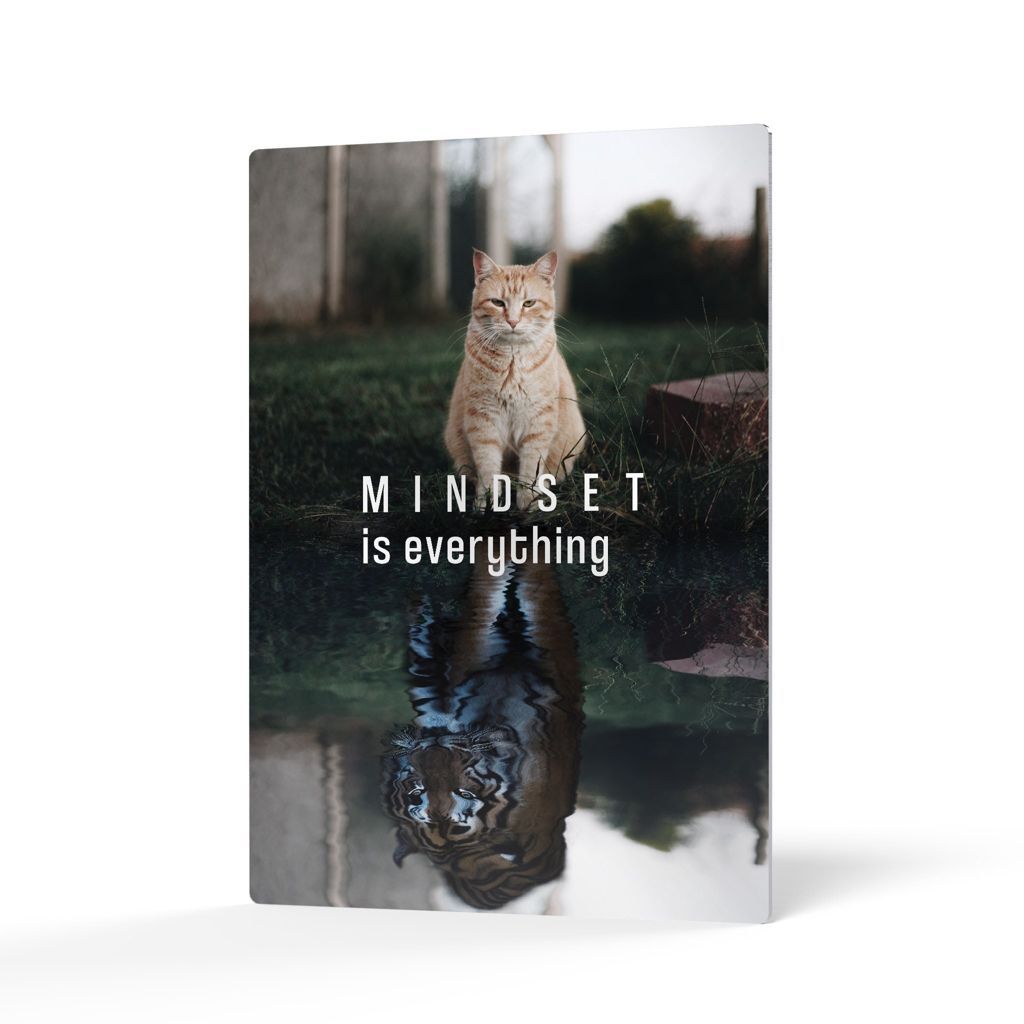 Mindset Is Everything Metal Print Inspiartional Motivational Wall Art Cat Lion Design Entrepreneur Quote Living Room Office Decor