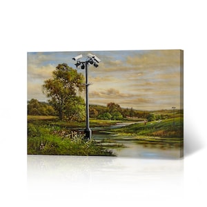 Banksy Wall Art Canvas Print The Hay Wain Oil Painting Artwork Living Room Dorm Room Office Wall Art Home Decor