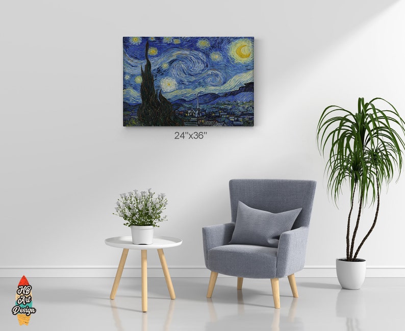 The Starry Night 1889 Vincent Van Gogh Canvas Print Wall Art Living ...