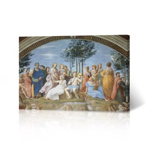 The Parnassus by Raphael Art Canvas Wall Art Print Famous Masterpiece Fine Art Fresco Painting Scripture Christianity Living Room Home Decor