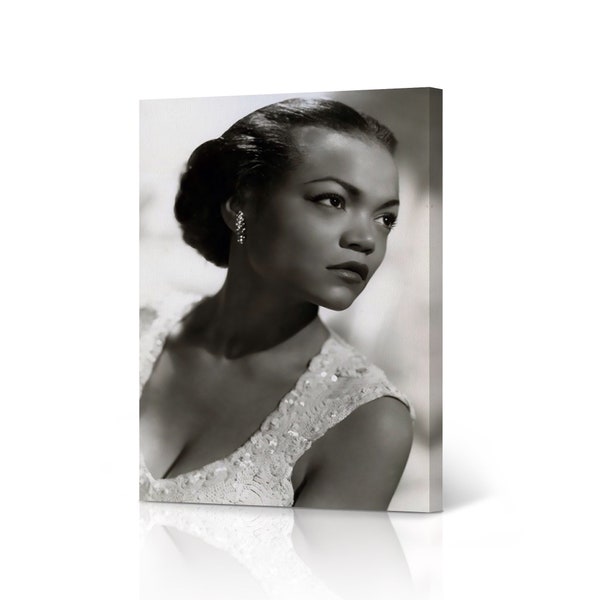 Eartha Kitt Pretty in Fancy Dress Black and White Iconic Wall Art Canvas Print Beautiful African American Art Living Room Bedroom Home Decor
