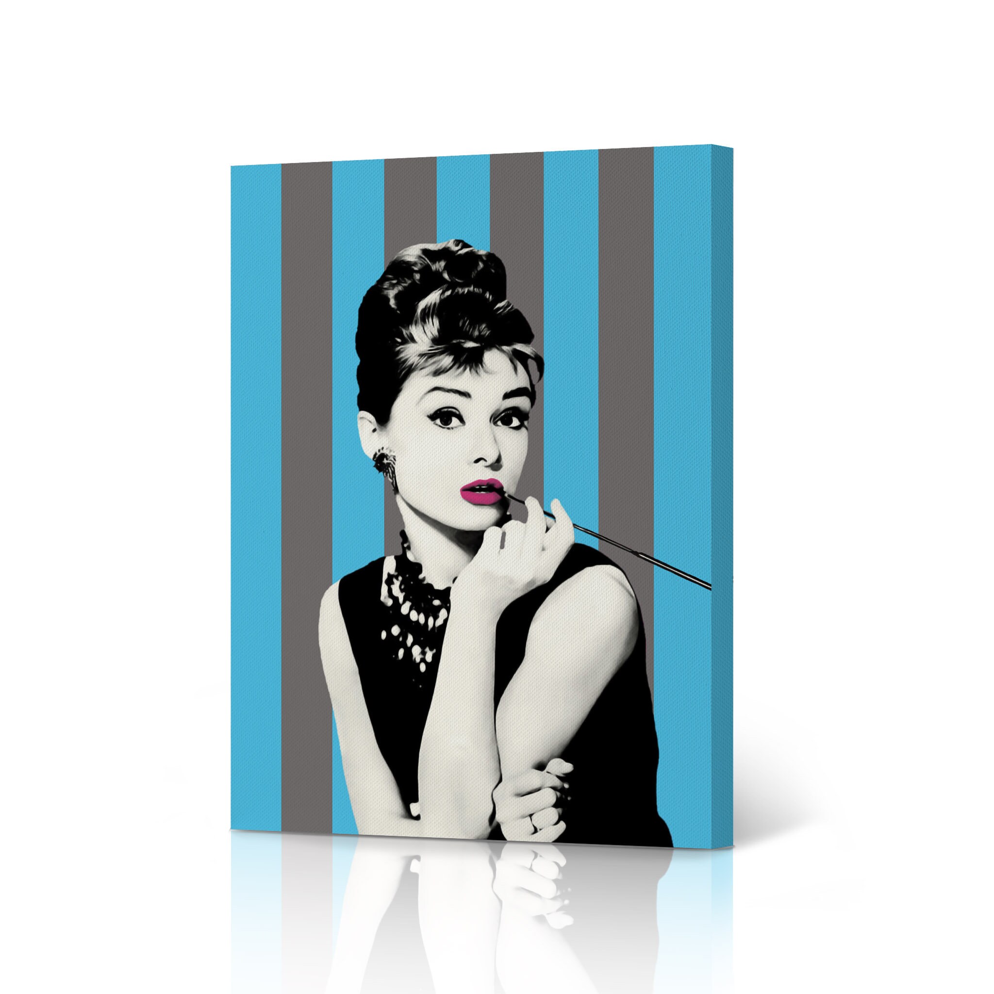 Audrey Hepburn Wall Art Breakfast at Tiffany's Movie Blue and Grey