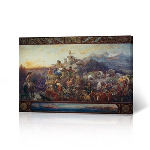 Westward the Course of Empire Takes Its Way, Emanuel Leutze Canvas Wall Art Print Romanticism Masterpiece Oil Painting Fine Art Home Decor