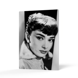 Audrey Hepburn Wall Art Beautiful Glance Black and White Metal Wall Art Metal Print Wall Decor Large  Bedroom Decor Living Room Decor
