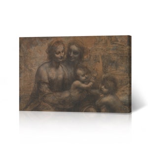 Virgin and Child with St.Anne and John Baptist by Leonardo Da Vinci Canvas Wall Art Print Famous Painting Masterpiece Fine Art Home Decor