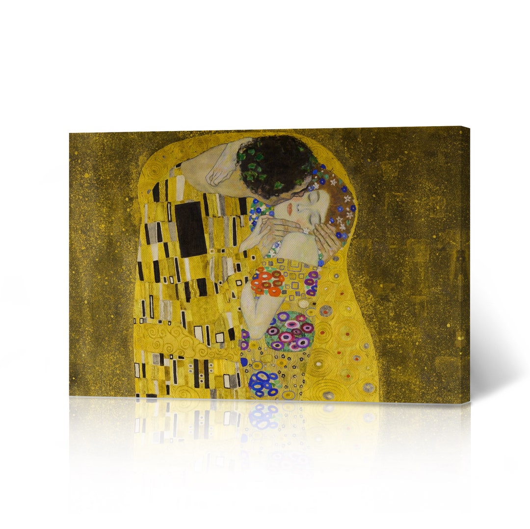 The Kiss by Gustav Klimt Canvas Wall Art Print Masterpiece Oil Painting ...