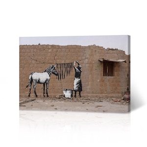 Banksy Wall Art Canvas Print Zebra Graffiti Timbuktu Mali Artwork Living Room Dorm Room Office Wall Art Home Decor