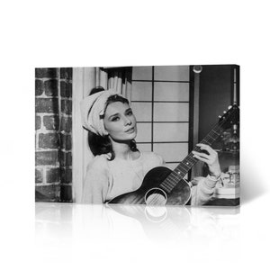 Audrey Hepburn Wall Art Playing Guitar Canvas Wall Art Canvas Print Wall Decor Artwork Bedroom Decor Living Room Decor