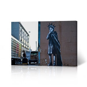 Banksy Wall Art Canvas Print New Yorker Libertine Kid from New York Artwork Living Room Dorm Room Office Wall Art Home Decor