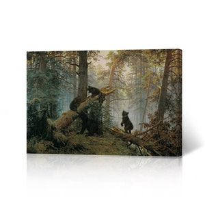 The Morning in a Pine Forest by Ivan Shishkin and Konstantin Savitsky Canvas Wall Art Print Realism Famous Oil Painting Fine Art Decor