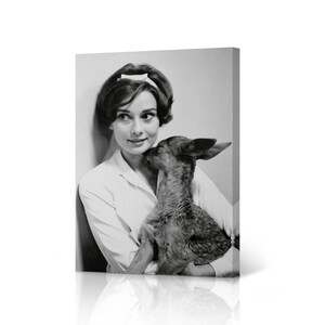 Audrey Hepburn Wall Art with Deer Canvas Wall Art Canvas Print Wall Decor Artwork Living Room Decor Bedroom Decor