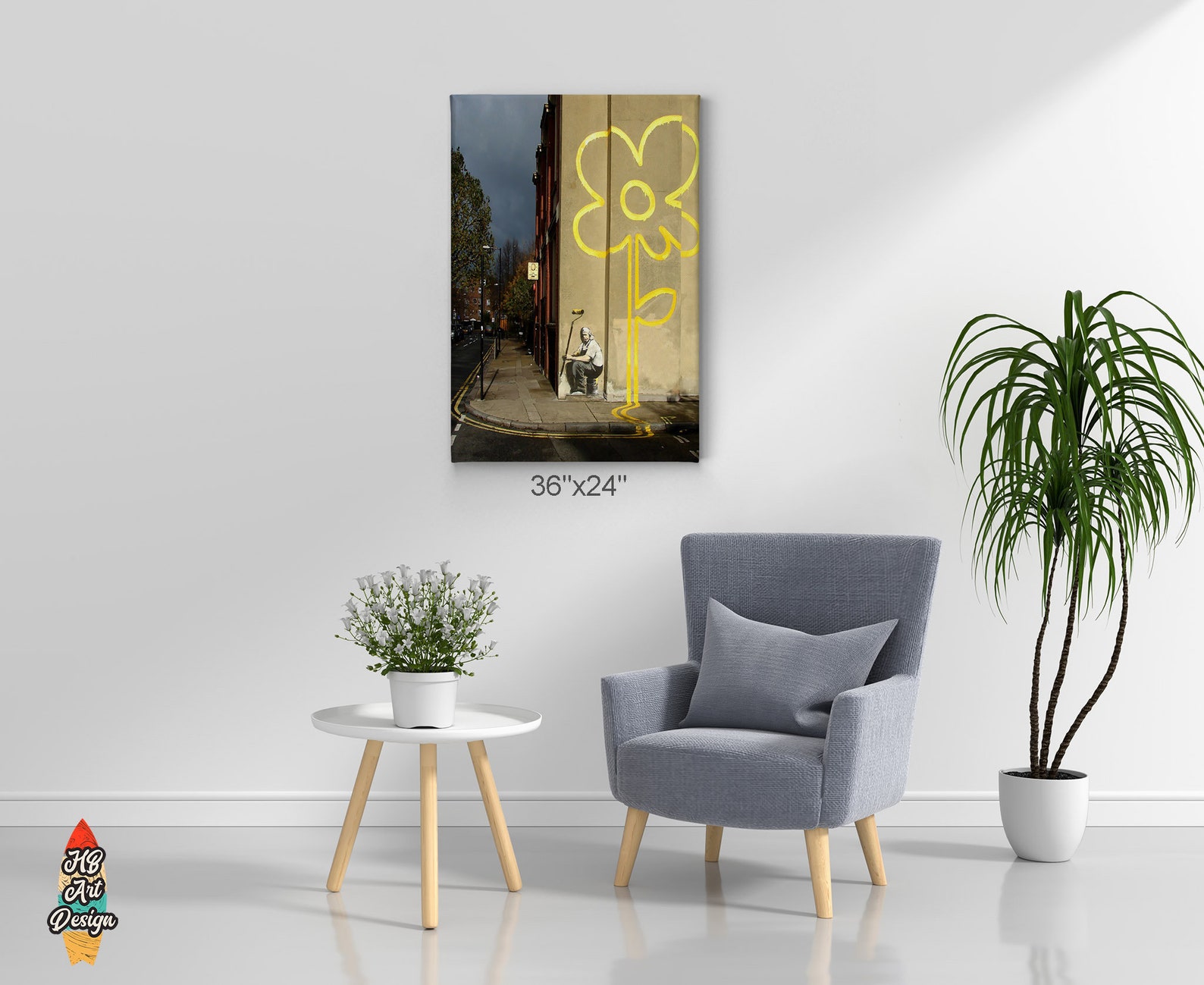 Yellow Lines Flower Painter Street Art Painting London Mural Etsy